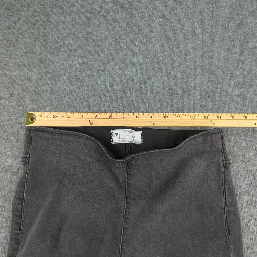 Free People Jeans Womens 27 Blacl Pull On Flare Stretch Casual Boho‎ Hippie - Picture 6 of 15